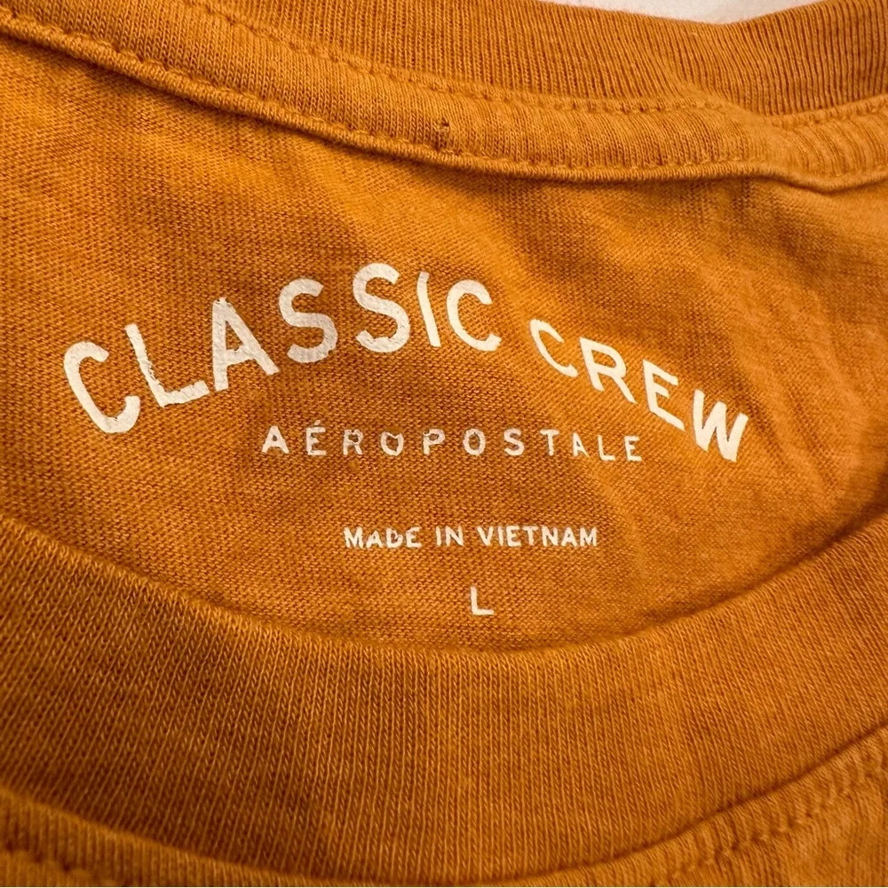 Aeropostale Women’s Classic Crew T-shirt Sz L Logo Graphic Flowers Yellow Pink - Picture 4 of 7